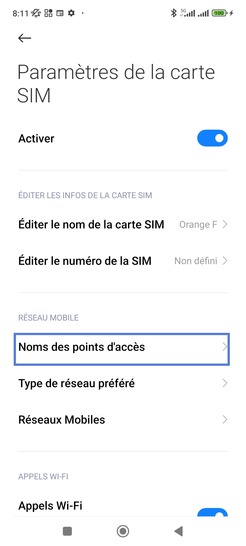 Étape 5 : Allez sur Noms des points d'accès.