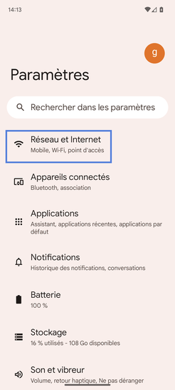 Étape 3 : Choisissez Réseau et Internet.