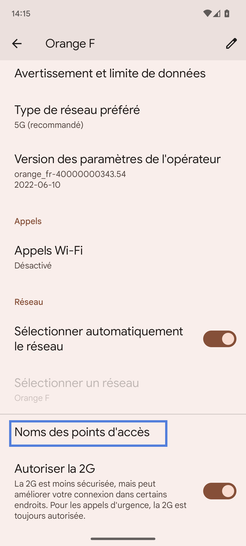 Étape 5 : Sélectionnez Noms des points d'accès.