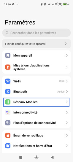 Étape 2 : Sélectionnez Réseaux Mobiles.